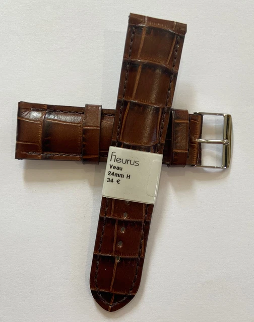 Bracelets De Montre Vintage Fleurus - Cuir Veau Ou Chèvre - 12 Ou 14mm - Noir, Jaune, Blanc, Crème