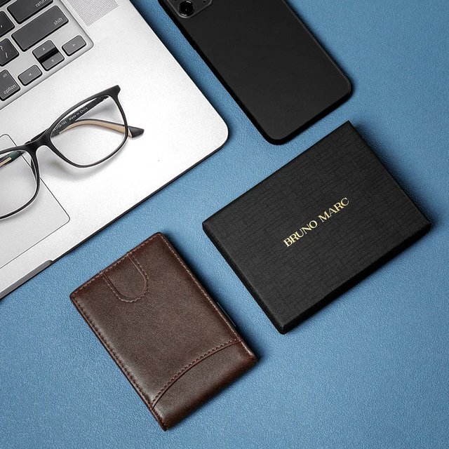 Mens RFID Blocking Leather Slim Wallet Money Clip Credit Card Slots Coin Holder