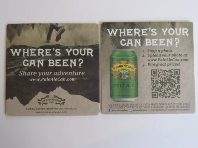 Beer COASTER ~ SIERRA NEVADA Brewing Pale Ale Adventure ~ Where's Your Can Been?