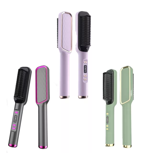 Electric Hair Straightener Brush Straight Quick Iron Hot Comb Styling Tool UK