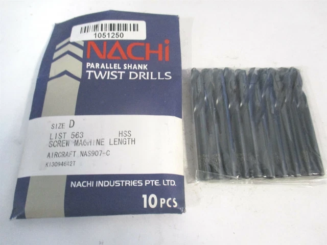 Nachi (1051250) 2-3/4" OAL HSS Screw Machine Length Stub Drill Bit - Pack of 10