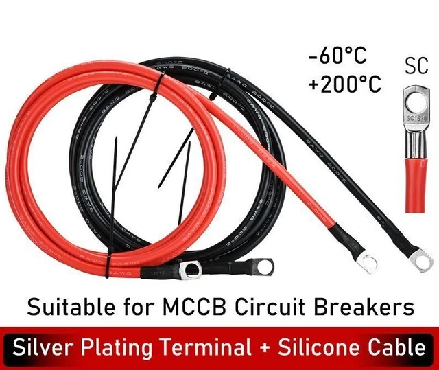 Battery Cable Silicone Positive Negative Wire Soft Red Black Terminal Connected