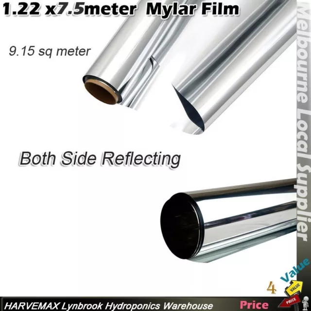 Hydroponics Silver Mylar Hydro Film 1.22x7.5M Both Side Foil Reflection Metro