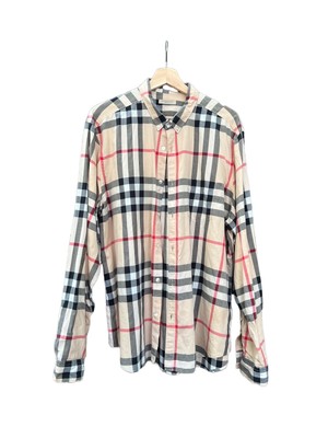 NWT BURBERRY BRIT Navy Blue Henry Trim Fit Cotton Logo Nova Check ...
