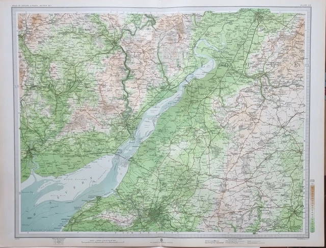 1903 Old Map England & Wales Bristol Monmouth Gloucester Stroud Tetbury