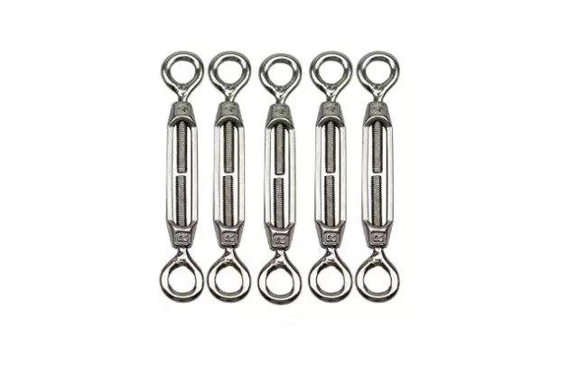 M4 Stainless Steel 304 Eye & Eye Turnbuckle Wire Rope Tension (5Pcs)