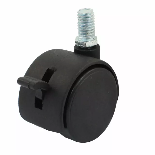 10mm Thread 40mm Twin Wheel Furniture Rotary Swivel Brake Caster Black