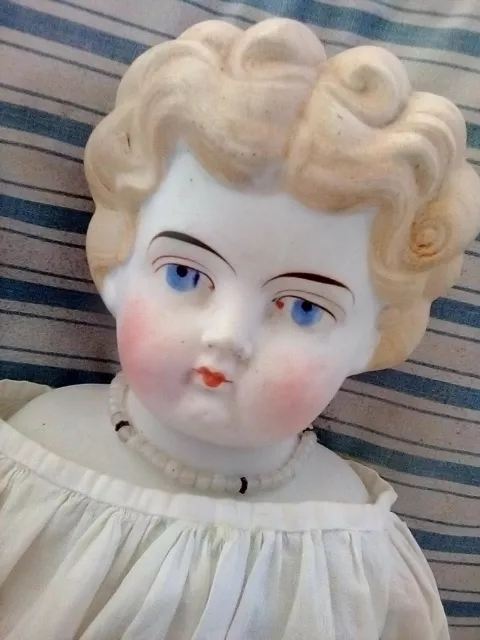 Gorgeous LG Antique/Vintage Porcelain Bisque China Doll W/Antique Clothing