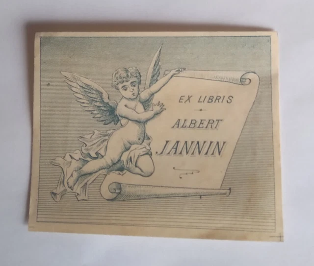 EX-LIBRIS ALBERT JANNIN ÉCRIVAIN DUNKERQUE PITGAM PAYS BASQUE ANGE 6,5 x 8 CM TB