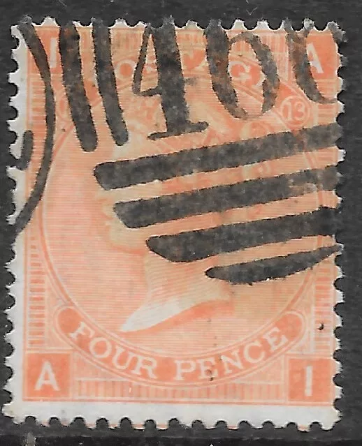 GB Queen Victoria Stamp SG94 4d Vermillion Plate 13 r13151