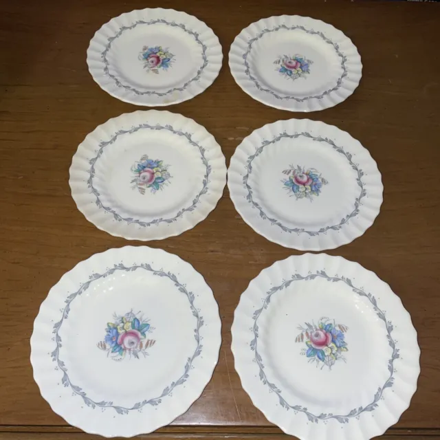 Set of 6 Royal Doulton Bread and Butter Plates 6" The Chelsea Rose Dinnerware