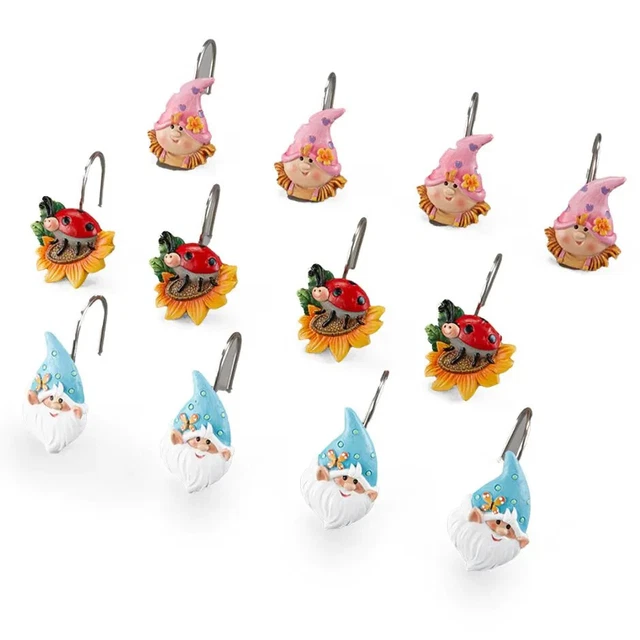 Juego De 12 Ganchos De Ducha Decoración De Baño Gnomo Primavera De Temporada