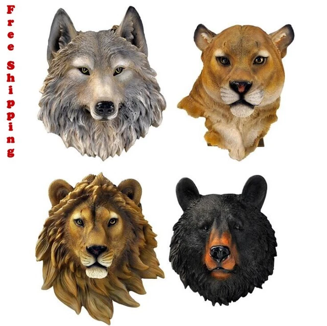 Resin Animal Head Wall Hanging Figurine Sculpture Statues Ornament Home Decor