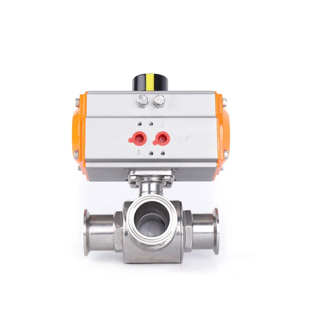 Pneumatic Ball Valve Sanitary Tri-Clamp SUS 304 Stainless Steel 1.5" 232 psi