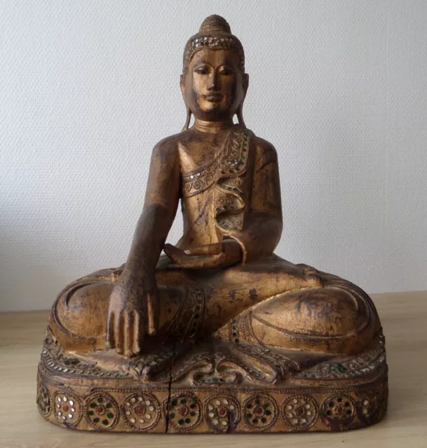 Antique Ancien Burmese BUDDHA BOUDDHA bois Birman Birmanie Burma