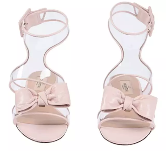 $875 New VALENTINO GARAVANI SANDAL SHOES PINK NUDE  CLEAR DOLLY BOW 39 / 7.5 - 8