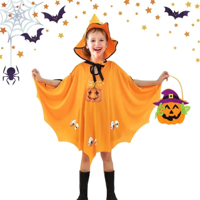 Costumi di Halloween Strega Mantello con Cappello per Bambini Zucca Candy Ba
