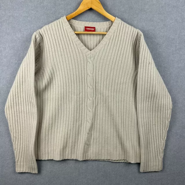 RM Williams Longhorn Sweater Jumper Women's Size L Beige 100% Lambswool