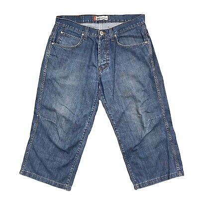 Levis 504 da uomo 00s Blu 3/4 Length Denim Jeans Taglia W32 L21