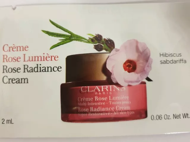 CLARINS ROSE LUMIERE 100ml-IN SACHETS DA 2ml ROSE RADIANCE CREAM COLLECTION 3X2!