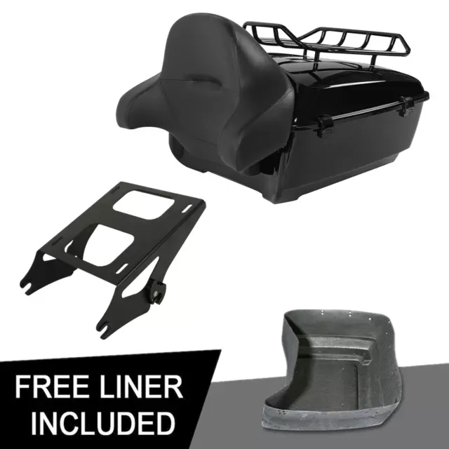 13.7" King Trunk Backrest Top Rack &Mount Fit For Harley Electra Glide 14-later