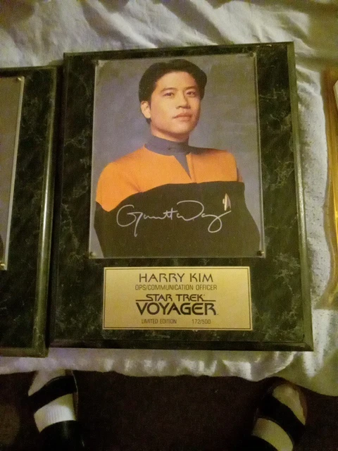 STAR TREK VOYAGER Garrett Wang  AUTOGRAPHED PLAQUE- LIMITED EDITION #215 / 500!