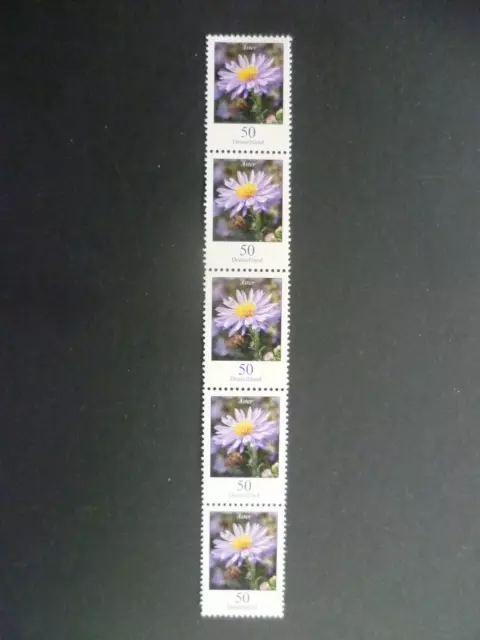 Bund Rollenmarken, Blumen MiNr.  2463 ** postfrisch MNH, 5er-Streifen mit Nummer