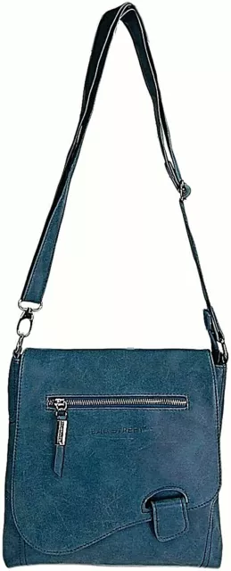 sac à main bandouliere bag street maroquinerie aspect usé femme bleu pétrole 3