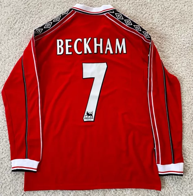 Maglia calcio retrò Man United 98-99 maglia casa giocatore iconico 7 BECKHAM