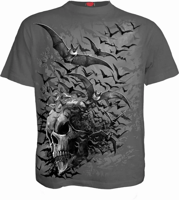 Spiral Direct BAT SKULL Mens, Goth, Rock, Reaper, Metal, TShirt, Tee, Clothing