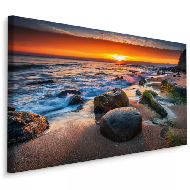 Leinwandbild Canvas Print Deko Wandbilder Natur Landschaft Meer Sonnenuntergang