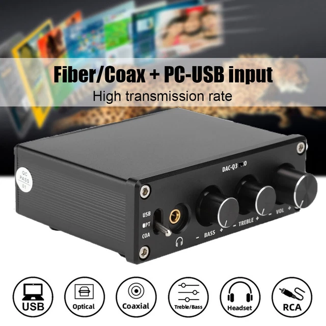 Douk Audio Q3 DAC E Amplificatore Per Cuffia – Ingressi USB/Coassiale/Ottico – Nero
