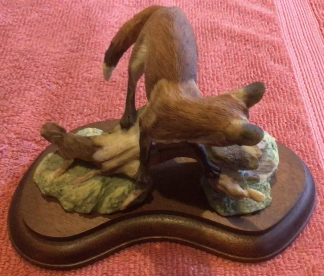 Red Fox Figurine With Bunny In Log Schmid