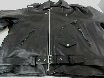 Sofari Collection Black Leather Motorcycle Jacket Large Size Men 66 Pakistan EUC