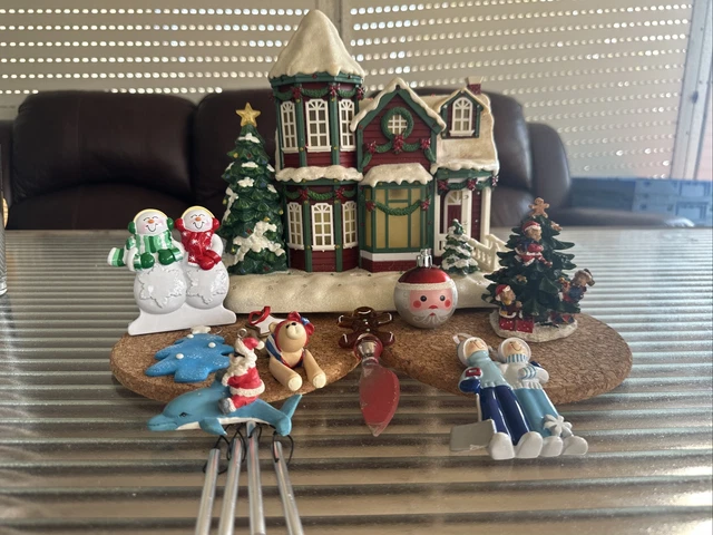 Set of 9pc Vintage Christmas Avon Home Snowman Santa Teddy Christmas tree