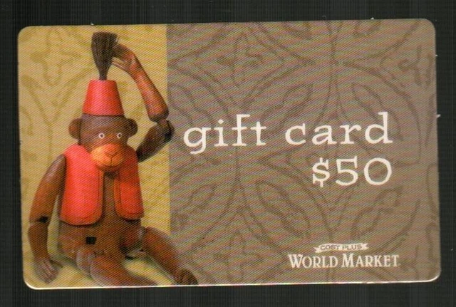 COST PLUS WORLD MARKET Monkey Puppet ( 2006 ) Gift Card ( $0 - NO VALUE )