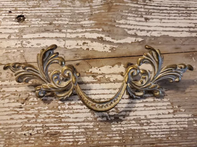 Antique Drawer Pull  bronze brass French Handles Vintage 6"