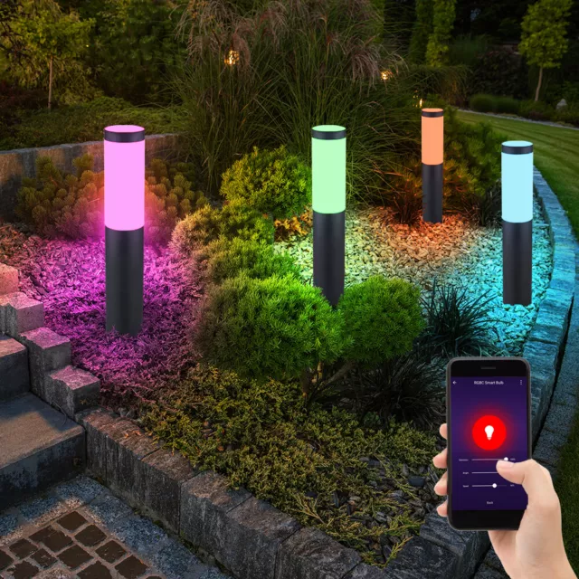 Außenstehlampe Sockelleuchte dimmbar Smart LED Gartenlampe Tageslichtleuchte