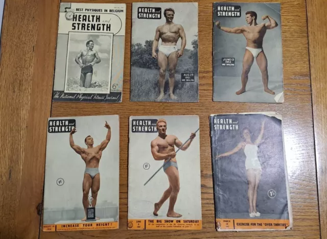 6 ISSUES HEALTH and STRENGTH MAGAZINE 1950-1957 BODYBUILDING MUSCLE FITNESS