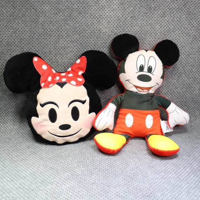 DISNEY EMOJI MINNIE Mouse Head & Mickey Mouse Plush Pillows Toys Lot of