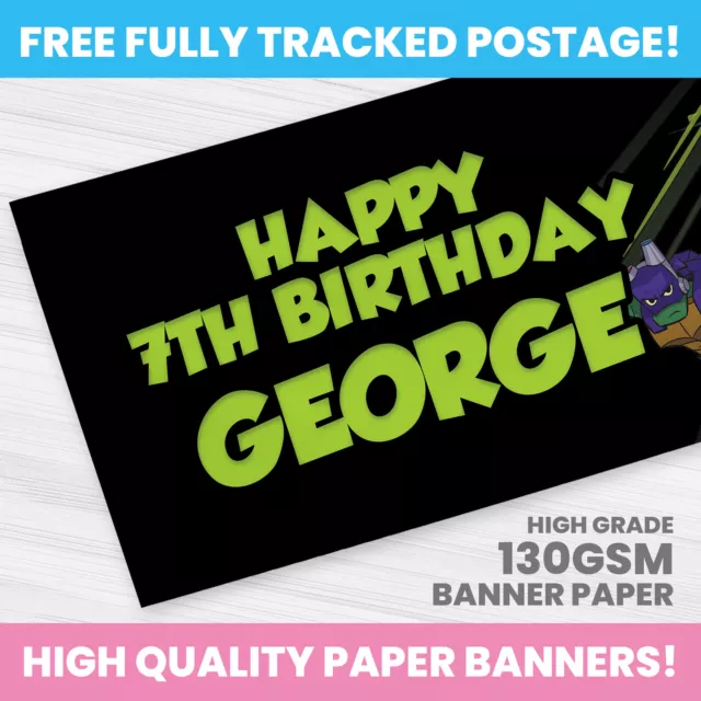 Teenage Mutant Ninja Turtles Geburtstagsbanner Personalisiert Jeder Namen Party Banner 2