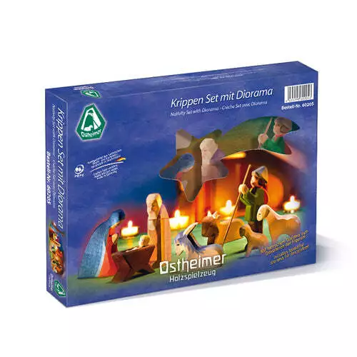 Ostheimer Krippenset  mit Diorama 11-teilig Holzkrippenset 11-teilig Weihnachten