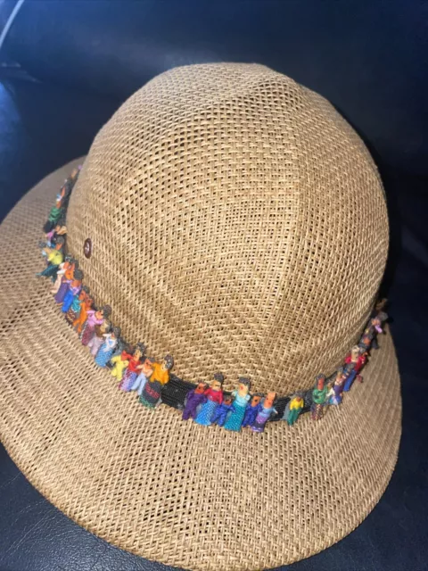 Guatemalan Worry Doll Sun Hat Woven Hard Shell Safari