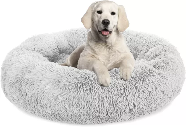Plush Dog Bed, Donut Dog Bed for Small Medium Large Dogs, Anti Anxiety