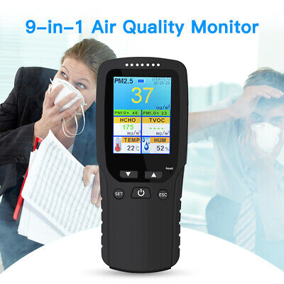 9 in 1 Tester monitor di qualità dell'aria adatta data/ora di formaldeide HCHO PM10 Analizzatore 2