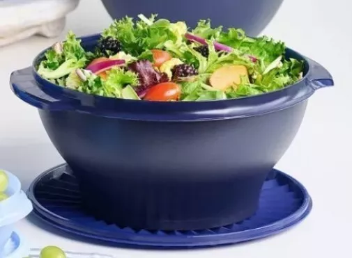 Tupperware Servalier Salad Large Serving Bowl Dark Teal 17 Cup NEW