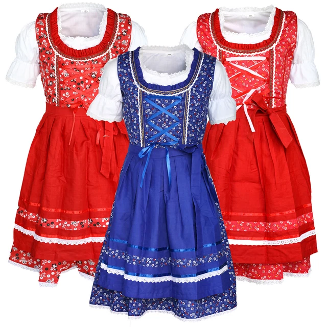 Dirndl Oktoberfest Dirndl Tedesco Corto Completo Per Oktoberfest - Abito Cameriera, Taglie XS-XXL, Set 3 Pezzi Dirndl Tedesco Oktoberfest