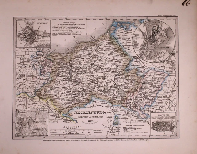 Dated 1839 Universal Atlas Map ~ MECKLENBURG / GERMANY ~ (10x12)-#1292 2