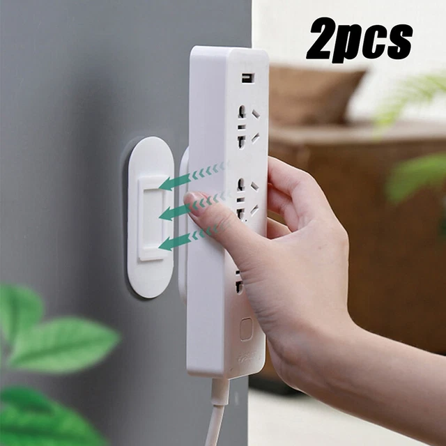 2x Self-Adesive Desktop Focket Fixer Organizer Punch-Free Power Strip  ba