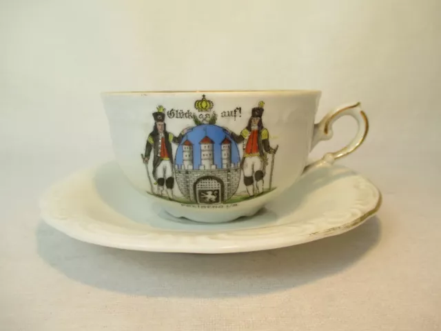 Freiberg Saxe Minière Souvenir Porcelaine Tasse Collection De Bauer & Lehmann